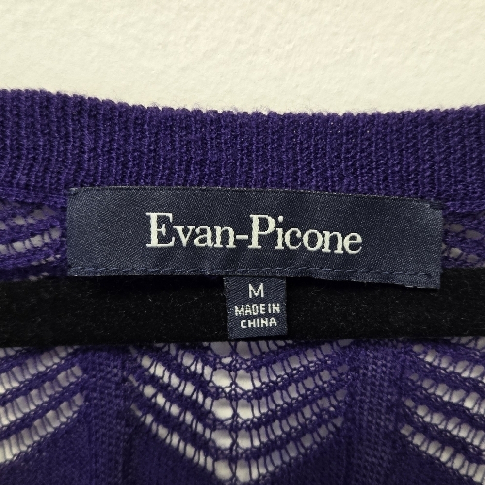 Evan Picone Lace Knit Sheer top Purple M - Picture 4 of 6